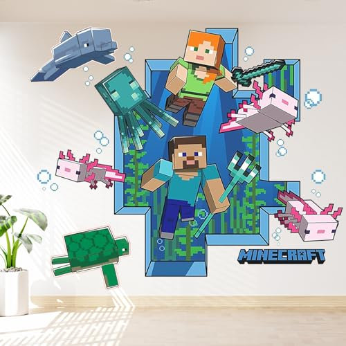 Mine-craf Cartoon Wandaufkleber Kinderzimmer, Wand Fenster Wandtattoo, Videospiel Wandstikcer, Wandaufkleber Poster, Creeper wandtattoo wasserdichte, für Kinderzimmer, Wohnzimmer Wanddekoration