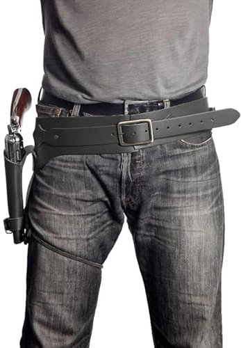MDFCZXP PU Leder Pistolenholster, Revolver Holster Halter mit Gürtel Revolver Cowboy LARP Cosplay Kostümzubehör,Schwarz