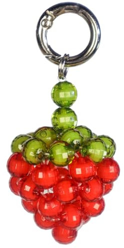 Itkcozcg Bijoux tendance, porte-clés unique en perles de fraise, adorable pendentif en forme de fraise, sac à dos élégant, décoration à suspendre, Style 2 :, 5cm