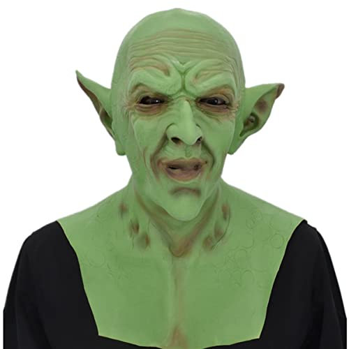 MOHDHAF-Hworks Grüner Dämon Kopfbedeckung Latex Vollgesichtsmaske Cosplay Kostüm Requisiten für Halloween Party
