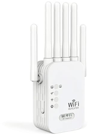 Repetidor WiFi, Extensor WiFi, Amplificador de Señal WiFi 300Mps, WiFi Booster 2.4GHz, Amplificador WiFi Tienen Modo Repetidor/Ap, 6 Antenas, para Casa/Oficina