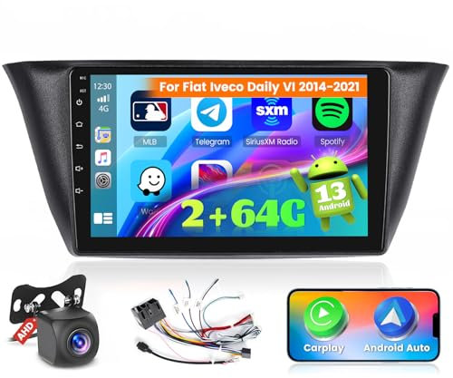 Ohradio 2G+64G Autoradio für FIAT Iveco Daily VI 2014-2021 Radio Android GPS mit Wireless Carplay Android Auto Radio FM/RDS WiFi + Rückfahrkamera + MIC -Autoradio 2DIN 9 Zoll