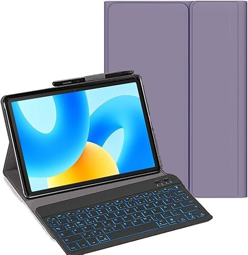 YHFZR Clavier étui pour Lenovo Tab K11 Plus 11,5 Pouce, [AZERTY] 7 Couleurs Rétro-éclairé Slim Détachable PU Housse Clavier sans Fil Coque pour Lenovo Tab K11 Plus 11,5 Pouce TB352FU, Violet