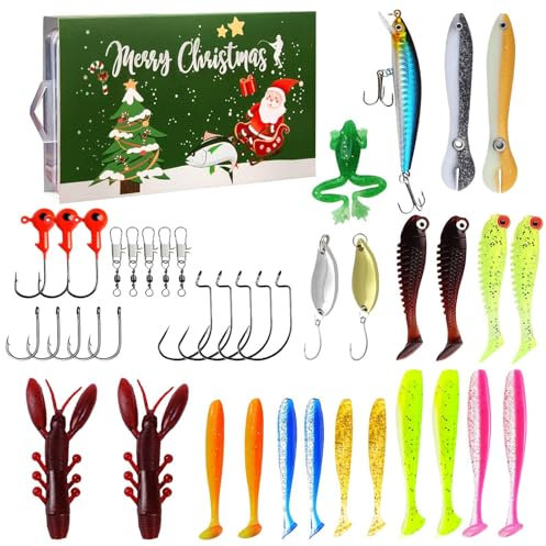 weihnachtskalender angeln,adventskalender mit angelködern 2024 angelset mit angelköder für adventskalender angeln,angelkalender 'adventskalender 'advent 2024 für vatertag san ringr