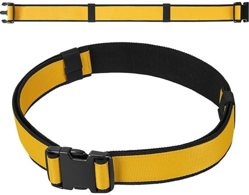 DIYPro Tool Belt with Plastic Buckle, 2-Inch Adjustable Electrician Work Belt, Adjusts to Fit a 57-Inch(145cm) Waist, Double Webbing Heavy Duty Work Tool Belt - Black and Yellow.