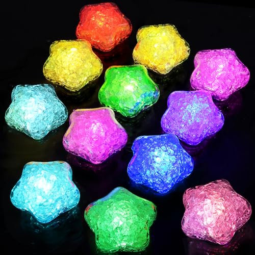 Jiosdo Badespielzeug, 12 Stück leuchtendes Stern Badewannenspielzeug, LED Stern Badewanne Spielzeug Kinder Sensorik Spielzeug , leuchtende Wasserspielzeug Geschenke für Jungen Mädchen