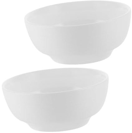 Cabilock Lot De 2 Grands Bols De Service Blancs en Céramique pour Salade Pâtes Soupe Hôtel Restaurant