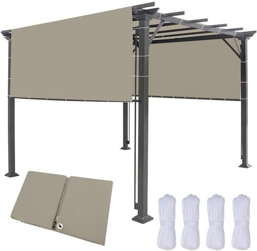 Voile d'ombrage Rectangulaire avec Œillets 150 x 600 cm Toile Rectangulaire Imperméable, PES 95% Anti-UV Filet Résistant Aux UV pour Plantes de Jardin Terrasses, Kaki