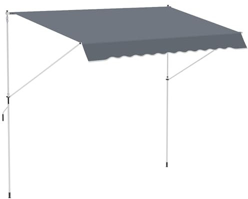 Toldo Outsunny 4x1,2 m con Brazo retráctil, Aluminio y Tejido de poliéster 180g/㎡, para jardín, balcón y terraza, Gris Oscuro