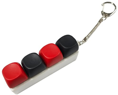 Keyboard Keychain, Keyboard Fidget Toy, Keyboard Clicker Fidget, Keyboard Fidget, Fidget Keyboard, Fidget Toys Keyboard, 4 Button Fidget Toys for Adult Stress Relief and Children's Gifts (Red-Black)