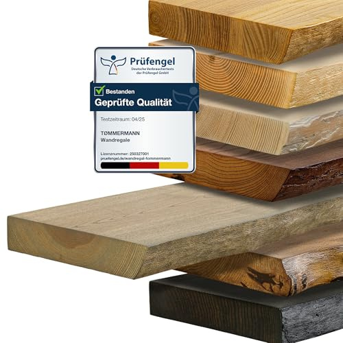 tømmermann - Wandregal mit Baumkante - massives Schweberegal Farbe Wild Asche 70 cm Länge - Regalbrett aus Eschenholz 100% natürlich - Rustikales Wandboard mit unsichtbarer Wandmontage Massivholzbrett