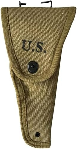 US WWII Canvas Colt .45 M1911 Utility Holster Reproduction Canvas Holster-Khaki