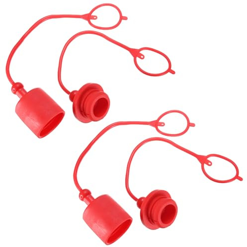 M METERXITY 2 Set Tappo Polvere Accoppiatore Idraulico 1 ISO-B PVC Coperture Gomma con Anello Ritenzione Connetti Rapidi Tappi Porta Coperture Raccordi [Rosso]