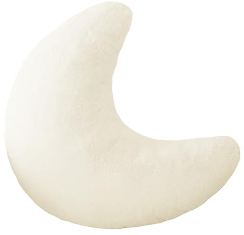 Comforso 11.81 Plush Moon Pillow,Cute Decorative Throw Pillows for Kids and Adults,Moons Shaped Sleeping Pillow for Warm Companionship,Soft Plush Throw Cushions for Couch Bed (Moon, White, 30*30cm)