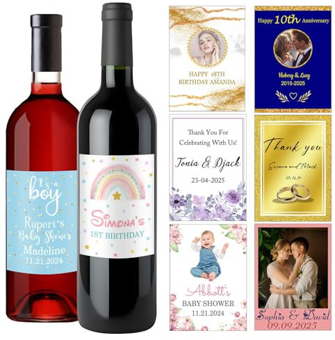 Etichetta personalizzata per bottiglia di vino con foto personalizzata Etichetta per vino personalizzata Etichetta adesiva per bottiglia in vinile per fidanzamento, compleanno, laurea, matrimonio 13 x