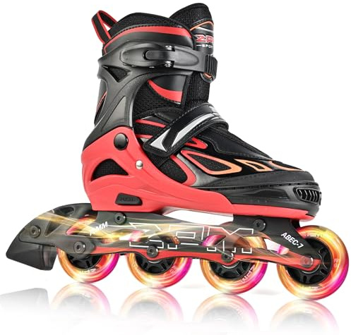 2PM SPORTS Verstellbar Inliner für Kinder, Leucht Inline Skates Rollschuhe für Damen/Herren
