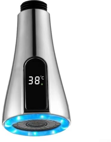ZiStarlilife LED-Anzeige, Küchenarmaturdüse mit herausziehbarem Sprühkopf, Dual-Sprühmodi, Temperaturanzeige, kompatibel mit G1/2-Wasserhahnanschluss