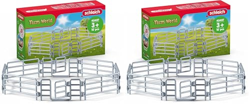 SCHLEICH Farm World | Weidezaun 42487 Bauernhof Zubehör Set mit 6 Zaunelementen & 2 Türen | passt zu Farm World Artikeln | Bauernhof Spielzeug für Kinder ab 3 Jahre | 10 Teile (Packung mit 2)