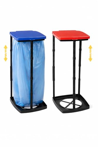 Posten Anker Müllsackständer Stabil mit Deckel 60–120L Gelber Sack Halter XXL Extra Fester Müllbeutelständer mit Haltering Geruchsdicht Platzsparend Küche Balkon (Müllsackständer XXL 120 Liter blau)