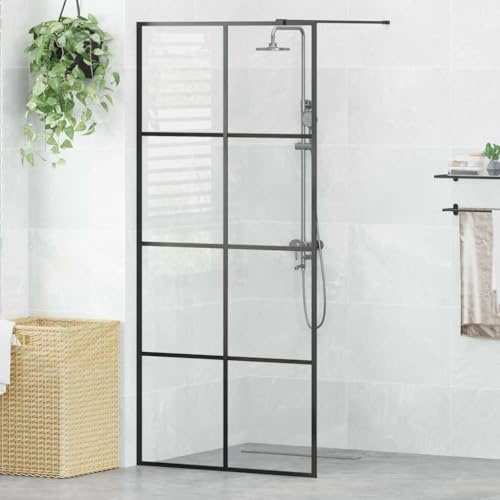 Mangloder Paroi de douche pour douche à l'italienne, avec verre ESG transparent, 90 x 195 cm, cadre réglable, protection anti-éclaboussures, porte coulissante, porte de niche, paroi latérale en verre