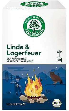 Lebensbaum Linde & Lagerfeuer, 20 Beutel x 1,5g Kräutertee, kraftvoll und wärmend, 100% Bio, Kräuterteemischung