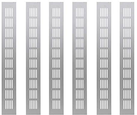 Saim Metal Air Vent Grille for Wardrobe Shoes Cabinet Sink Kitchen Stove Cabinet Showcase Computer Cabinet Bathroom Door Aluminum Alloy Small Rectangle Ventilation 50mmx400mm 6Pcs
