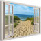 Bild auf Leinwand Fenster 3D Illusion Kunstdruck Modern Strand Mehrfarbig 90x60 cm