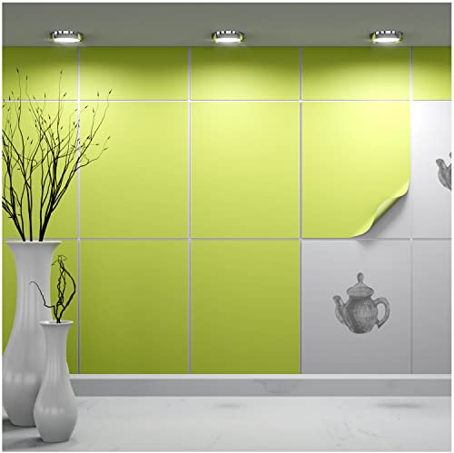 FoLIESEN - Autocollants pour Carreaux 20x25 cm | Film Autocollant pour carrelage de Salle de Bains et de Cuisine | Retirable sans résidus | carrelage adhesif | 15 pièces, .:Vert Pastel Matt