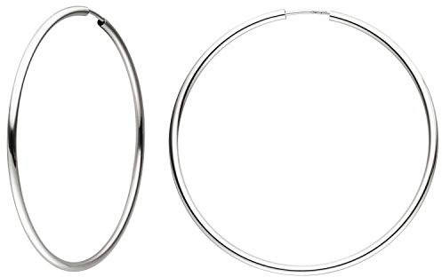 Jobo Damen-Creolen rund Ohrringe aus 14 Karat 585 Weißgold 48 mm