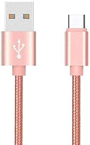 Pack de 3 Cables Metal Nylon Type C pour Samsung Galaxy S10e Smartphone Android Chargeur Connecteur (Rose)