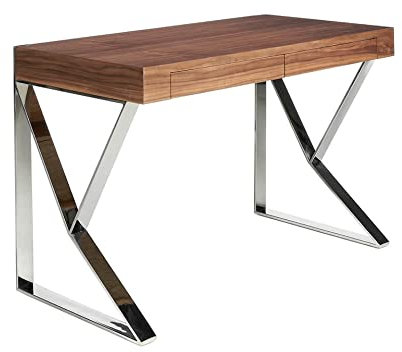 Ángel Cerdá - Mesa Escritorio de Madera Nogal y Acero - Escritorio Oficina Moderno con Cajones Soft-Closing - Escritorio Trabajo Minimalista en Nogal Natural - Resistente y Versátil - 120 x 61 x 76 cm