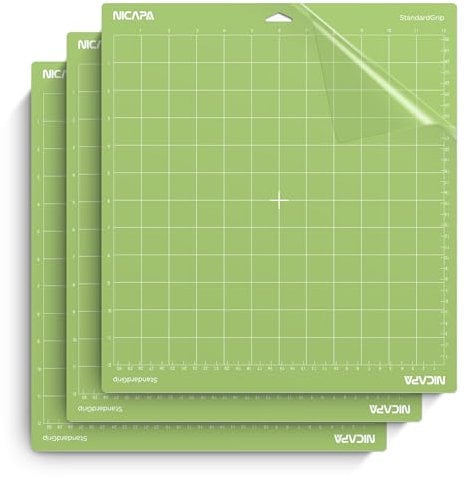 NICAPA Schneidematte Plotter 30,5 x 30,5 cm Schneidematte für Cricut Explore One/Air/Air2/Maker 3 Stück StandarGrip Schneidematte Plotter, haftend, rutschfest zum Nähen, Quilten und Kunsthandwerk