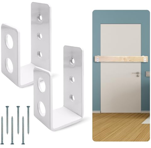 SecurityMan Kraftiga 2 x 4 dörrbarrikadfästen – motstår 317 kg kraft, installera på några minuter – (2 st) tjock 3,5 mm U-konsol i järn | rostsäker – grindstånghållare för inomhus/utomhusdörr säkerhet