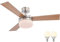 Deckenventilator mit Beleuchtung und Fernbedienung Holz Optik - Ventilator Leise Groß Decke - Deckenlampe LED Wohnzimmer Modern mit Lüfter - 3 Wende Flügel Buche Silber 105 cm