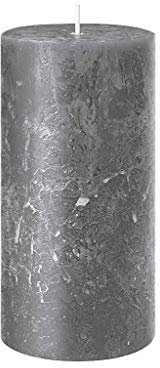 Rustik Stumpenkerze, Höhe 8 cm Ø 7 cm, Safe Candle, Brenndauer ca. 34 Stunden (anthrazit)