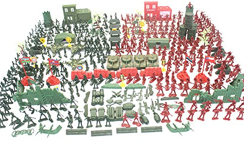 Uposao 330 Stück Spielfiguren Set von Armee Soldaten Figuren Militär Modell Spielzeugsoldaten Plastik Panzer Flugzeuge Flaggen Schlachtfeld Soldatenfiguren Spielzeug Militärspielset für Kinder Jungen