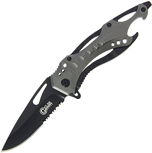 g8ds® Zombie Dead Einhandmesser Skull Red mit Flaschenöffner Outdoor Taschenmesser rot blutrot Totenkopf (Gray/Black)