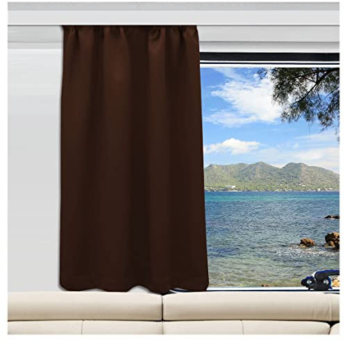 Wohnmobil-Gardine Mattis braun | Maßgefertigter Verdunklungs-Vorhang mit Reihband | Hochwertiger Dekoschal für Caravan & Wohnwagen | Blickdichter Sichtschutz Höhe 80-120 cm x Breite 70-140 cm