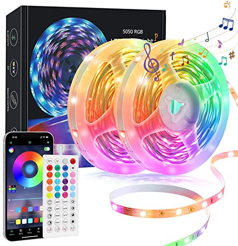 Lxyoug LED Strip 20M, Bluetooth RGB LED Streifen, Farbwechsel LED Band mit IR Fernbedienung, APP-Steuerung, Sync zur Musik, Flexibel Lichtband für Beleuchtung von Haus, Party, Küche