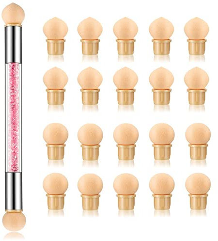 ForSewian Stylo Éponge Dégradé à Ongles Double Tête Pinceau avec 20pcs Tête de Remplacement pour Nail Art Design
