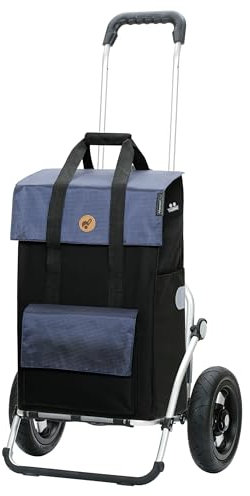 Andersen Einkaufstrolley - klappbar - 43 Liter - mit Kühlfach - Aufhängung für Einkaufswagen - belastbar 50 kg - Aluminium - Trolley - Luft-Rad Ø 25 cm - Royal Shopper Vektor blau