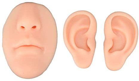 Piercing-Silikon-Modell, Silikon-Ohr-Modell, Anfänger, Simuliertes 3D-Nase-Mund-Modell, Display-Stütze, Lehrwerkzeug für Piercing-Übungen, Realistische Silikon-Ohrform für(Helle Hautfarbe)