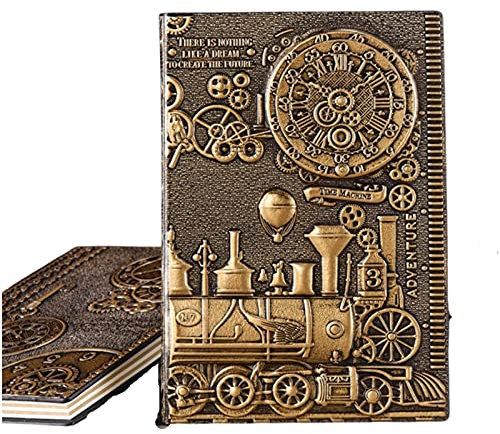 Carnet de Notes A5 Retro Notebook 3D Steampunk-Gravur-Effekt PU. Reise-Notebook-Zugdruckdekorationstagebuch Exquisite Buch (Color : 3, Size : A5)