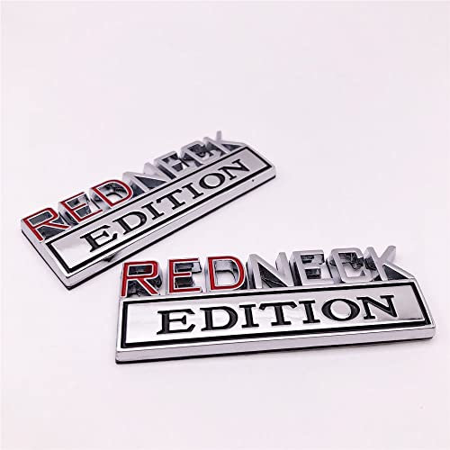 Forten Kingdom 2 Stück Word Redneck Edition Auto LKW Kotflügel Tür Seite 3D Buchstaben Namensschild Emblem Aufkleber Aufkleber 80 x 30 mm Außendekoration Zubehör (Chrom Schwarz)