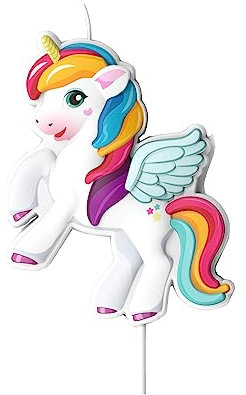 dekora - Kerzen Deko Geburtstagskerze | 2D Geburtstagskerze Einhorn Tesia & Friends Kinder Kuchen - 8 cm