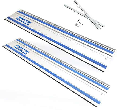 110 Plunge Track Saws Guide Rail for Makita Festool, Includes 2 PCS 55 Aluminum Extruded Guided Rails and 2 Guide Rail Connectors for Woodworking Longer Cuts, Sliver