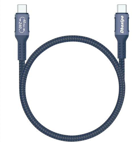 Dhaxipo USB 4 for Thunderbolt 4 Cable 1.6FT/0.5m, 40Gbps Data Transfer with 240W and 4K@144Hz 5K@ 60Hz or 8K@30Hz,Compatible with Thunderbolt 4 and USB C,fit for Laptop,Docking,Monitor and More