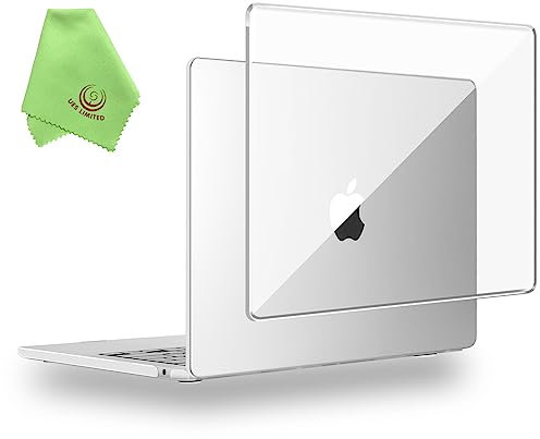 UESWILL Case Compatible with MacBook Air (15 inch, M2/M3/M4, 2023/2024/2025) Model A2941 A3114 A3241, Glossy Crystal Hard Shell Case Cover for Mac Air 15.3 Touch ID + Microfiber Cloth, Transparent