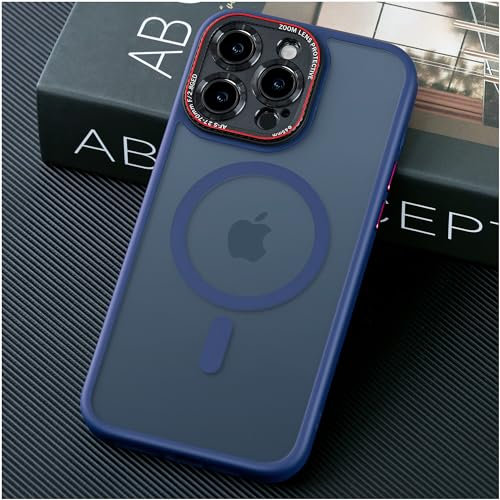 JUESHITUO for iPhone 15 Pro Case for MagSafe [Integrated Camera Lens Protection] [Mil-Grade Shockproof Defense] Translucent Matte Protective Cases iPhone 15 Pro Cover 6.1, Blue Titanium