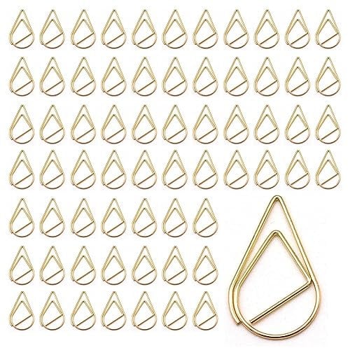 Büroklammern Gold 200 Stück Metall Kleine Büroklammern Motiv Papierklammern Wasser Tropfenform Büroklammer für Buch Poster Papier